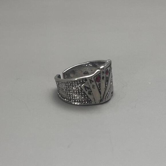Y2K Vintage Silver Deck of Cards Ring – Adjustable Size, Unisex, Brand New - Picture 6 of 8